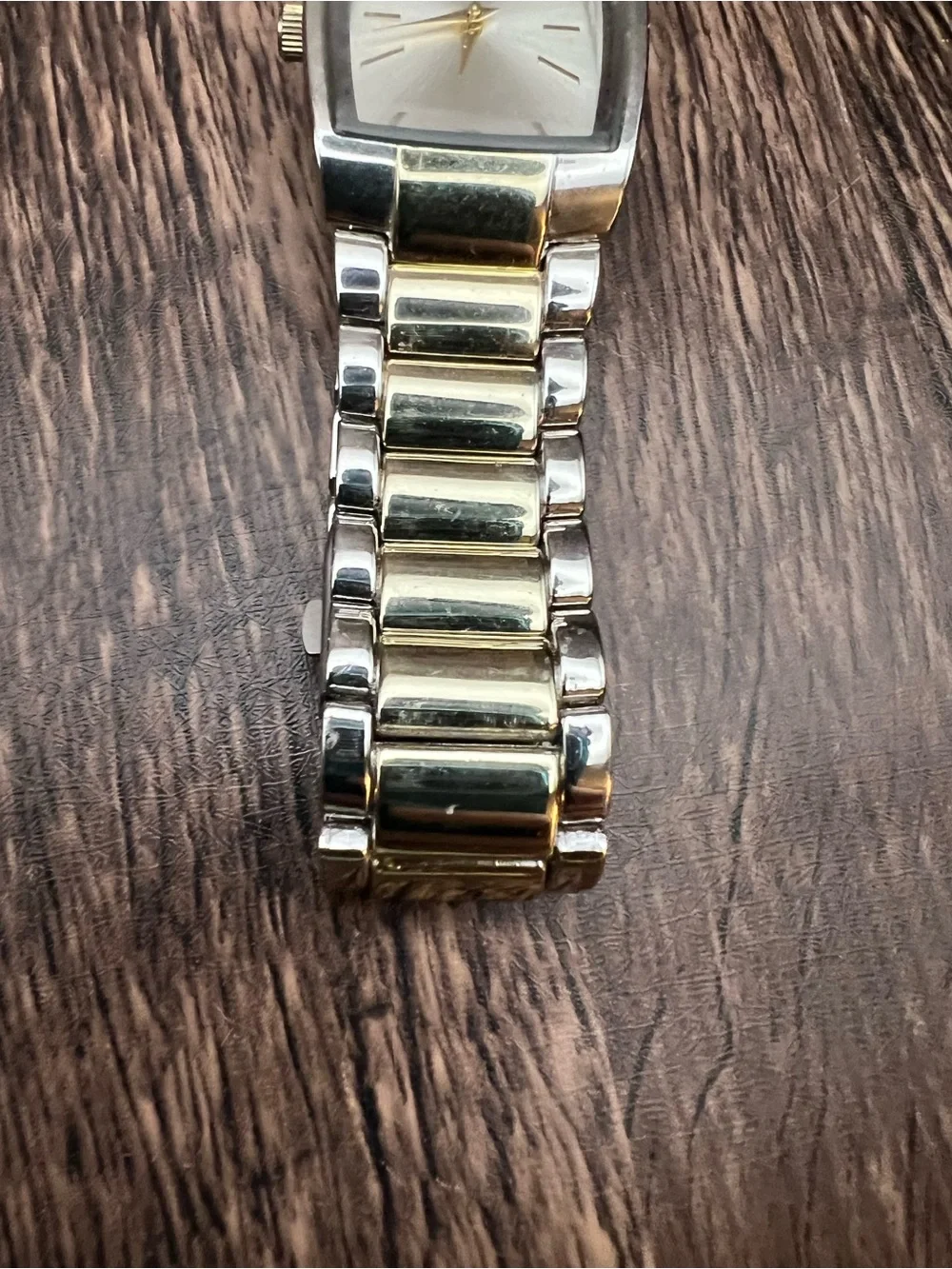 Men’s Two-Tone Tank Diamond Face Dress Watch working